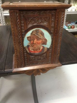 Antique Primitive Folk Art Hancarved Wood Box With Insideshelves Very Nicedetail photo