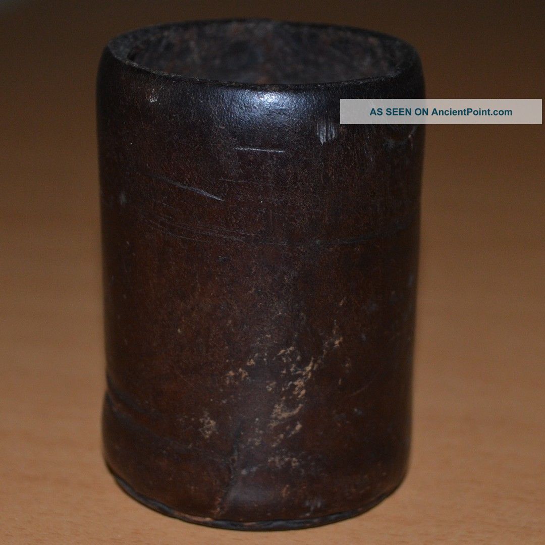 Leather Cup Drinking Dice Stitched 19th Century Local Atlanta Estate Civil War Primitives photo