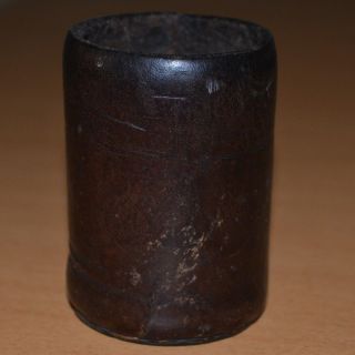 Leather Cup Drinking Dice Stitched 19th Century Local Atlanta Estate Civil War photo