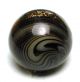 Antique Glass Waistcoat Ball Button Swirled Coffee W/ Gold Sparkle Stripe 7/16 