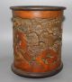 Ancient Chinese Old Bamboo Handwork Carvd Brush Pot Height 16.  5cm Brush Pots photo 2