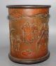 Ancient Chinese Old Bamboo Handwork Carvd Brush Pot Height 16.  5cm Brush Pots photo 5