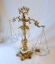 Vintage Ornate Justice Balance Scale Lead Crystal & 24kt Gold Plate Hamilton Co Metalware photo 4