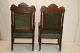 American Victorian Oak Large Carved Arm Chairs Covered In Leather C.  19th 1800-1899 photo 11