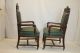 American Victorian Oak Large Carved Arm Chairs Covered In Leather C.  19th 1800-1899 photo 3