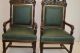 American Victorian Oak Large Carved Arm Chairs Covered In Leather C.  19th 1800-1899 photo 8