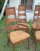 Fabulous Set Of 6 Mid Century Danish Modern Walnut High Back Chairs - 2 Arm 4 Side Post-1950 photo 4
