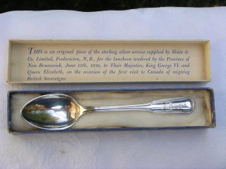 King George Vi & Queen Elizabeth 1st Visit To Canada Sterling Spoon,  C.  1939 photo