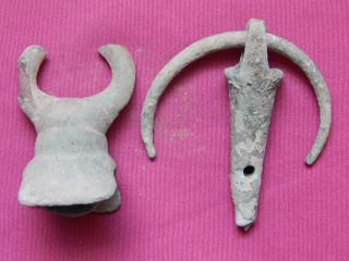 Celts,  Piliny Culture,  2 Bronze Undefined Artifacts,  11 - 9 Century Bc photo