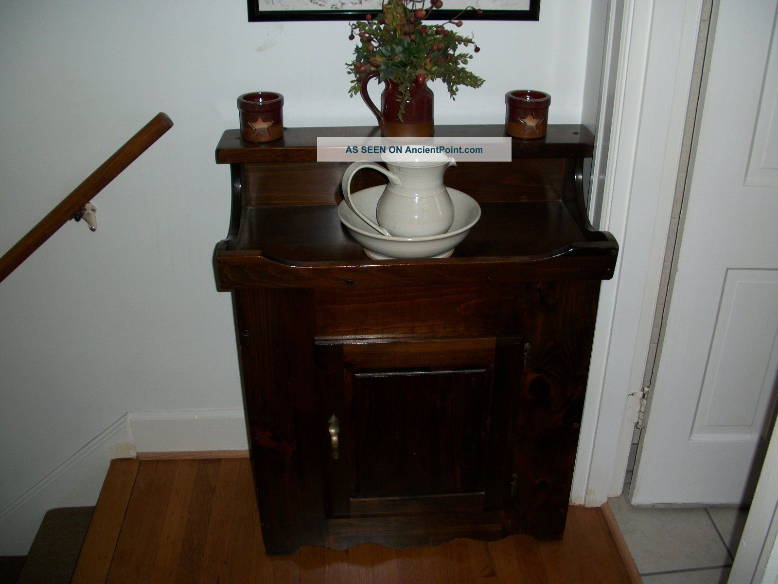1950 ' S Rustic Primitive Antique Walnut Dry Sink / Wash Stand And Cabinet Other photo