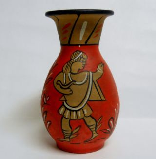 Mid Century Hand Painted Roman Design Vase Made In Italy photo