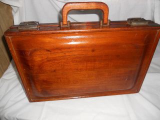 Antique Vintage Wood Briefcase photo