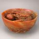 Vintage Hand Carved Chinese Natural Shoushan Stone Bowl W Dragon & Fire Ball Bowls photo 3