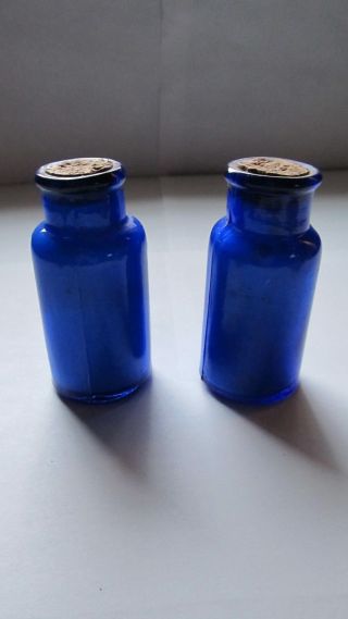 Vintage Drug Store Bottles - Unopened Cobalt Blue Medicine Cork Top photo