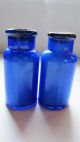 Vintage Drug Store Bottles - Unopened Cobalt Blue Medicine Cork Top Bottles & Jars photo 5