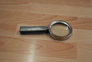 Probably Mid - 20th Century Steel Hand Held Magnifying Glass - Antique photo