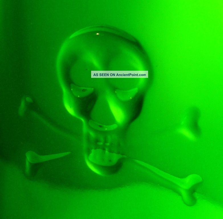☠rare Kv10 4skulls Skull & Crossbones Poison Glass Bottle Apothecary Chemist Pot Bottles & Jars photo