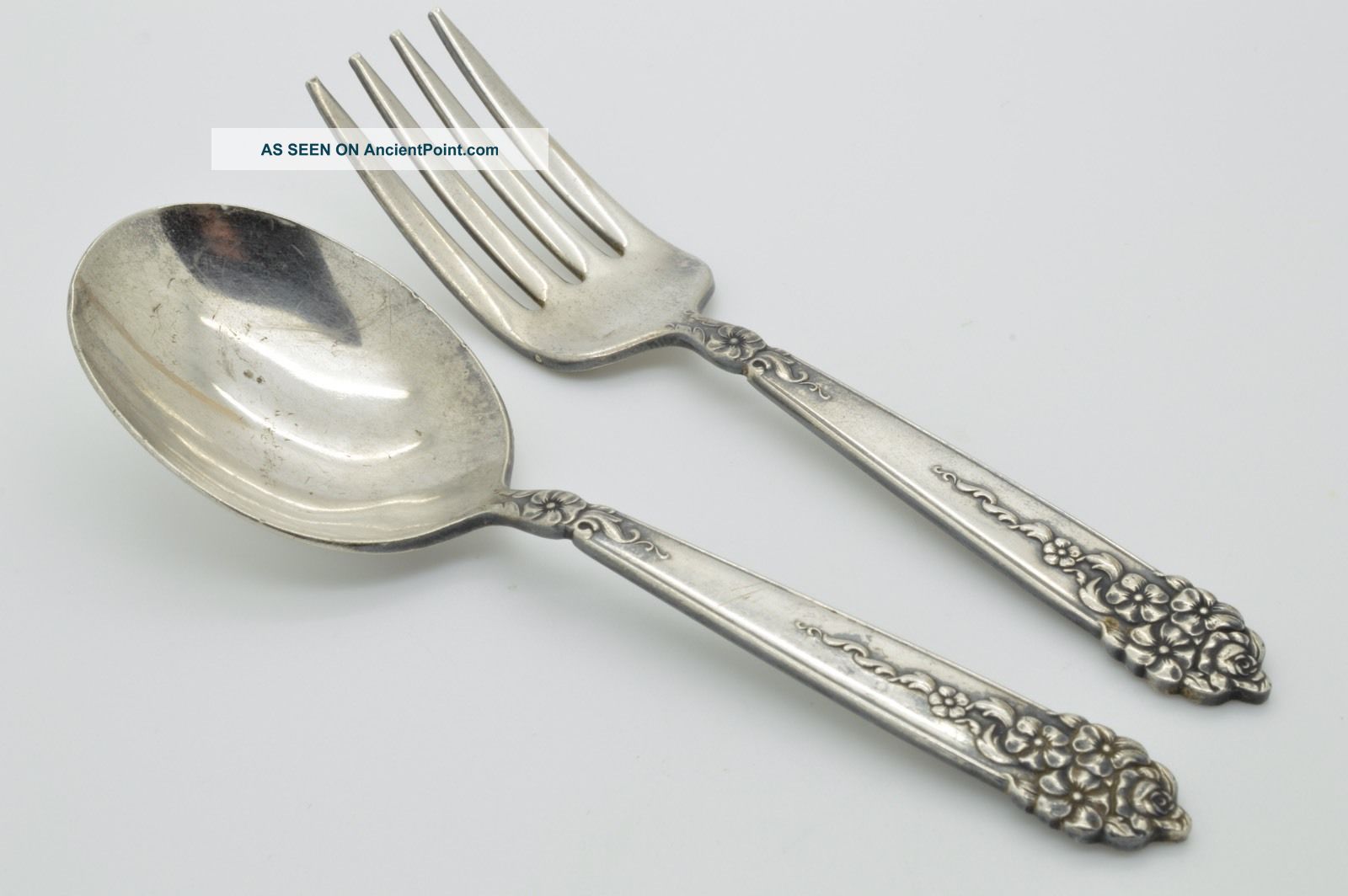 Vintage Baby Child ' S Set Fork & Spoon 1951 King Edward Silver Plate National Flatware & Silverware photo