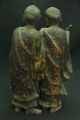 V.  Rare Japanese Middle Edo Era Old Bizen Pottery Ware Pair Arhat Statue Statues photo 8