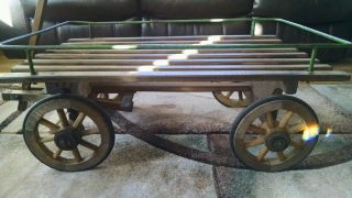 Primitive Antique Wooden Wagon Wooden Spoke Wheels photo