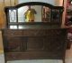 Vintage Antique Oak Sideboard Buffet Cabinet China Hutch N1732 Finish 1900-1950 photo 2