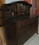 Vintage Antique Oak Sideboard Buffet Cabinet China Hutch N1732 Finish 1900-1950 photo 3