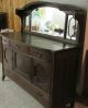 Vintage Antique Oak Sideboard Buffet Cabinet China Hutch N1732 Finish 1900-1950 photo 4