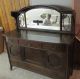 Vintage Antique Oak Sideboard Buffet Cabinet China Hutch N1732 Finish 1900-1950 photo 5