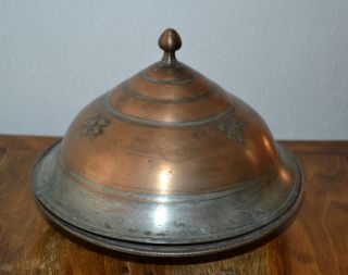 Antique Ottoman Copper Bowl With Lid Turkish Signed Mecca Islam 18 Th photo