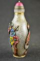 China Handwork Old Coloured Glaze Carving Bird Tree Relievo Noble Snuff Bottle Snuff Bottles photo 1