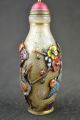 China Handwork Old Coloured Glaze Carving Bird Tree Relievo Noble Snuff Bottle Snuff Bottles photo 5