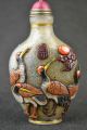 China Handwork Old Coloured Glaze Carving Bird Tree Relievo Noble Snuff Bottle Snuff Bottles photo 6