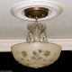 588 Vintage 40 ' S Ceiling Light Lamp Fixture Glass Fixture Chandelier Cream Chandeliers, Fixtures, Sconces photo 1