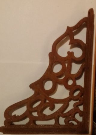 Antique Pair Large Cast Iron Shelf Brackets | Corner Support | Ornate photo