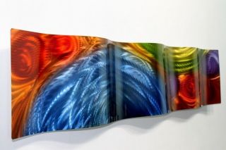 Contemporary Hand Painted Metal Wall Art Accent - Elation Wave - Jon Allen photo