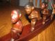 Vintage African Tribal Wood Model Canoe With 4 African Ethnic Figures Oars Sculptures & Statues photo 1