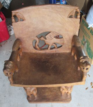 Antique African Solid Teak Queen ' S Chair Fertility Relic Rare Animalistic Relic photo