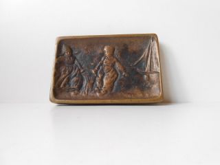 Rare Danish Antique Bronze Tray With Michael Ancher Motif Skagen Fisher Wifes photo