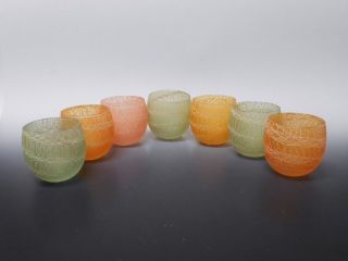 Colorcraft Roly Poly Spaghetti String Cocktail Tumblers Set Of 7 Mid Century photo