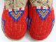 Rare Antique Plains Indian Native American Red Beaded Leather Moccasins Ornate Native American photo 1
