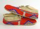 Rare Antique Plains Indian Native American Red Beaded Leather Moccasins Ornate Native American photo 5