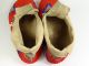 Rare Antique Plains Indian Native American Red Beaded Leather Moccasins Ornate Native American photo 8