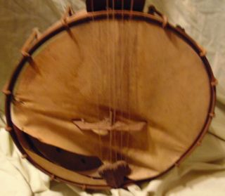 Really Bizarre Antique 6 String Carved Wood Banjo Found In A Barn - Estate Fresh photo