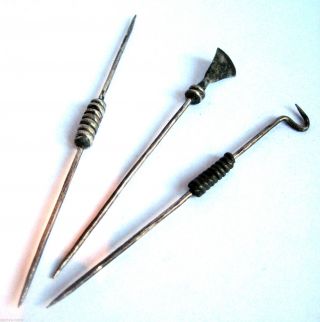 C.  150 A.  D British Found Roman Period Ar Silver Medical Implements - Tool Set.  Vf photo