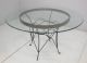 Glass Top Dinnette Dining Set Round Table 4 Chairs Iron Wicker Patio Garden Post-1950 photo 5