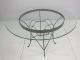 Glass Top Dinnette Dining Set Round Table 4 Chairs Iron Wicker Patio Garden Post-1950 photo 6