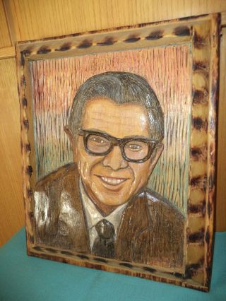 Art Rare Hand Carved Portrait Collectible Signed Wallplaque Vintage photo