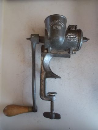 Antique Russell & Erwin No.  1 Meat Grinder Counter Mount Tinned Metal Display. . . . photo