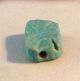 Ancient Faience Bead,  Amulet Stamp,  Sides Double X Inside Rectangle Great Egyptian photo 2