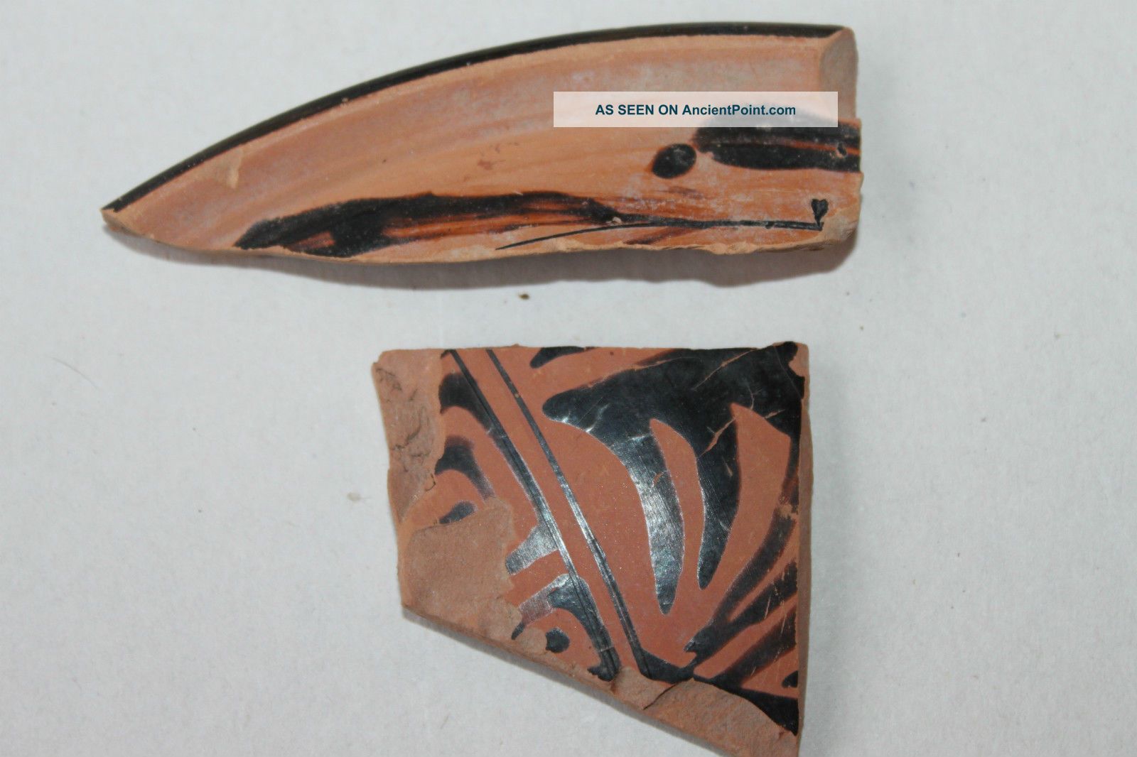 2 Ancient Greek Pottery Red Figure Crater Section Shard 3rd Century Bc Greek photo